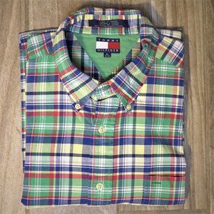 Tommy Hilfiger Short Sleeve Plaid Button Down  XL